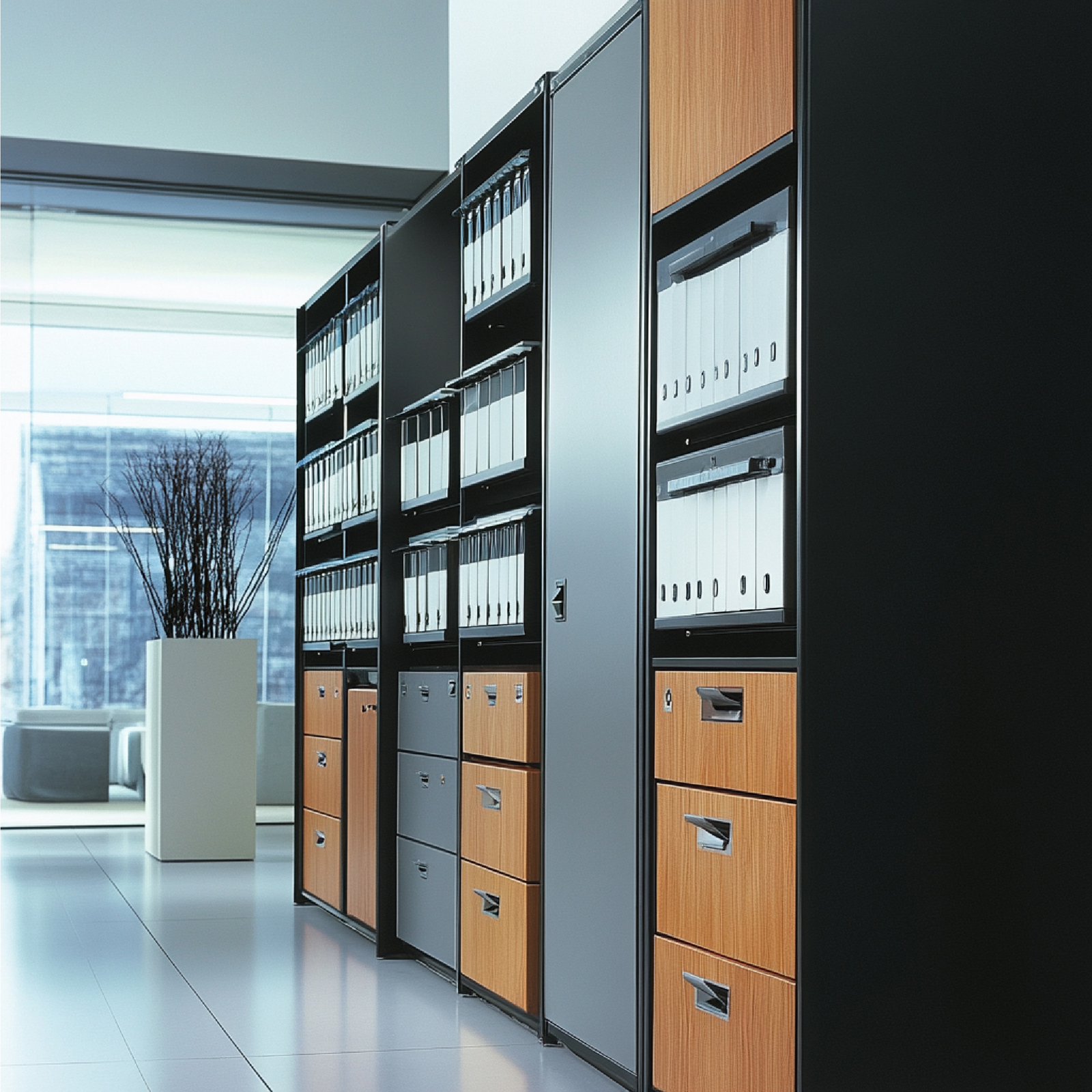 Office storage units for organized commercial workspaces